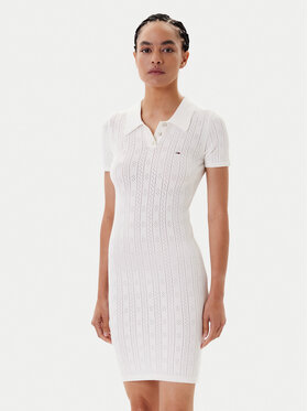 Tommy Jeans Tommy Jeans Trikotažinė suknelė Pointelle DW0DW20874 Écru Slim Fit