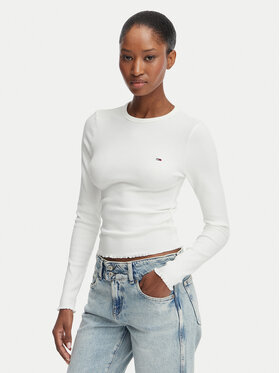 Tommy Jeans Tommy Jeans Bluse DW0DW22783 Weiß Slim Fit