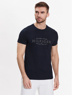 Tommy Hilfiger Tommy Hilfiger Póló Curve Logo MW0MW30034 Sötétkék Slim Fit