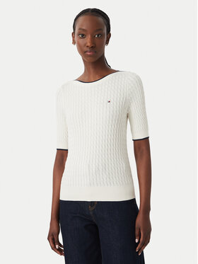 Tommy Hilfiger Tommy Hilfiger Blúz Fine Gg Cable Boat WW0WW50103 Világos bézs Regular Fit