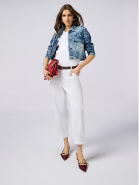 Oltre Oltre Pantaloni di tessuto P724R008639N011 Bianco Boy Fit