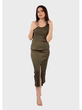 DKaren Sport DKaren Sport Komplet bluzka i spódnica DK-K-P1 Khaki Slim Fit