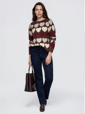 Ombre Ombre Sweter OW-SW-E0058 Brązowy Regular Fit