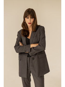 Entelier Entelier Marynarka luźny fason Szary Comfortable Fit