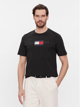 Tommy Hilfiger Tommy Hilfiger Tricou Flag Tee MW0MW37859 Negru Regular Fit