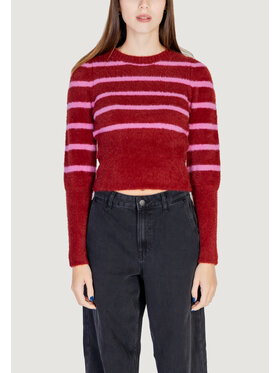 ONLY ONLY Πουλόβερ Onlpiumo Ls Puff Stripe O-Neck Cc Knt Κόκκινο Regular Fit
