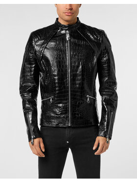 PHILIPP PLEIN PHILIPP PLEIN Giacca di pelle 26033 Nero Slim Fit