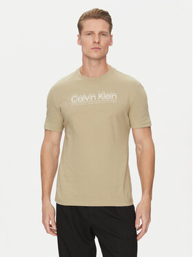 Calvin Klein Calvin Klein Marškinėliai Double Logo K10K114149 Smėlio Regular Fit