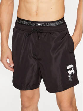 KARL LAGERFELD KARL LAGERFELD Plážové šortky Ikonik 2.0 Elastic Med Shorts 235M2213 Černá Regular Fit