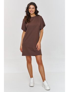 Makadamia Makadamia Sukienka codzienna M875 Brązowy Baggy Fit