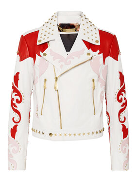 PHILIPP PLEIN PHILIPP PLEIN Kožená bunda 2853 Biela Slim Fit