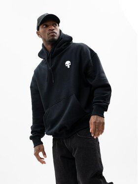 Marvel Marvel Bluza Bluza Z Kapturem Oversize Męska Czarna / Biała Marvel Classic Punisher Logo 2XL Czarny Oversize