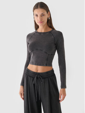 4F 4F S dlhými rukávmi 4FRAW24TLONF503-20S Čierna Slim Fit