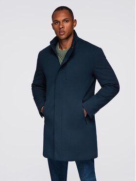 Ombre Ombre Płaszcz przejściowy OM-COWC-0136 Granatowy Regular Fit