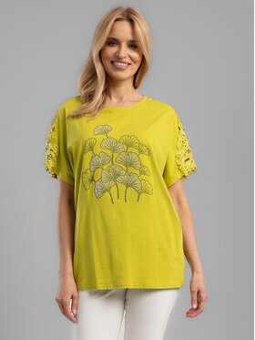 Perso Perso T-Shirt TCE242114F Zielony Regular Fit