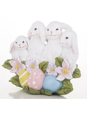 MIAhome MIAhome Figurka 4 wesołe króliczki z pisankami 14,5x19x6 cm Biały