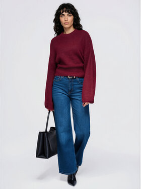 Ombre Ombre Svetr OW-SW-E0062 Bordó Relaxed Fit