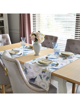 Roseberry Home Roseberry Home Bieżnik dwustronny Lavender & Beige Gingham Niebieski