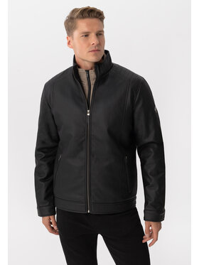 Volcano Volcano Kurtka skórzana J-NINO Czarny Regular Fit