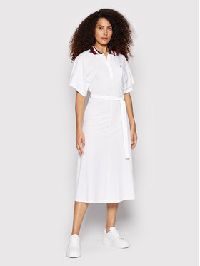 Tommy Hilfiger Tommy Hilfiger Každodenné šaty Flare WW0WW33565 Biela Regular Fit