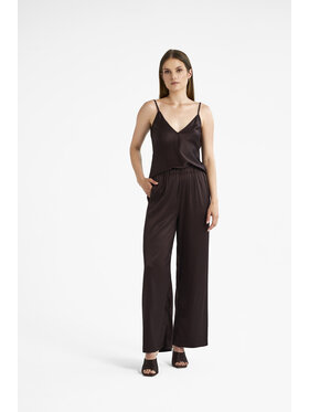 Because-M Because-M Top Satynowy Jedwabny Brązowy Regular Fit