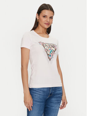 Guess Guess T-krekls Cherry Flower W4YI26 J1314 Rozā Slim Fit
