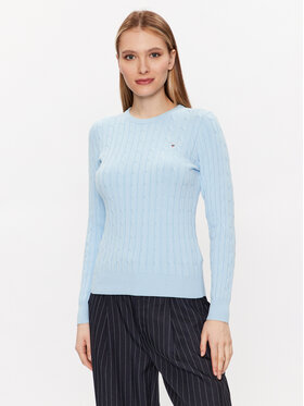 Gant Gant Pulover Stretch Cable Crew 480021 Modra Slim Fit