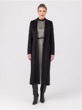 Helene Galwas Helene Galwas Płaszcz wełniany z bogatymi detalami Czarny Classic Fit