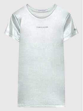 Calvin Klein Jeans Calvin Klein Jeans Sukienka codzienna Silver Coated IG0IG01212 Srebrny Regular Fit