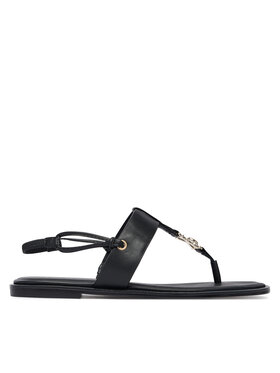 Calvin Klein Calvin Klein Sandály Round Flat Sndl Thong Lth Hdw HW0HW02926 Černá