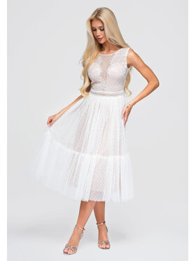 Ombre Ombre Sukienka wieczorowa LA-OM-DLR401 Biały Slim Fit
