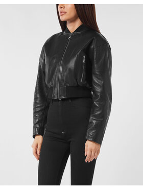 PHILIPP PLEIN PHILIPP PLEIN Kurtka skórzana 27269 Czarny Slim Fit