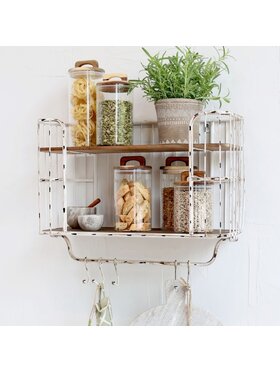 MIAhome MIAhome Organizer Półka ścienna z haczykami biała 45,5x52 cm Biały