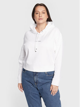 Calvin Klein Jeans Plus Džemperis ar kapuci Inclusive Micro K20K204382 Balts Regular Fit