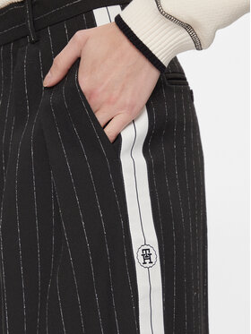 Tommy Hilfiger Hlače Iz Tkanine Relaxed Straight Pinstripe Pant WW0WW40513 Črna Straight Fit