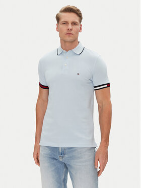 Tommy Hilfiger Tommy Hilfiger Polokošile Flag Cuff MW0MW38458 Světle modrá Slim Fit