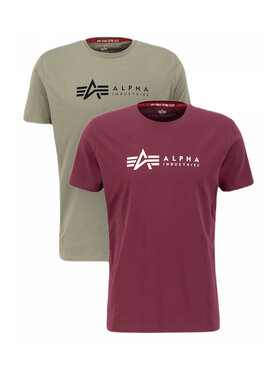 Alpha Industries Alpha Industries Komplet t-shirtów AI.118534-642-XL Bordowy Basic Fit