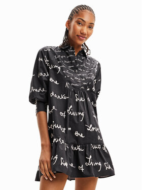 Desigual Desigual Φόρεμα πουκάμισο 23WWVW61 Μαύρο Regular Fit