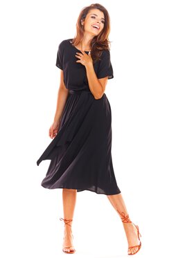 Awama Awama Sukienka letnia A296 Czarny Basic Fit