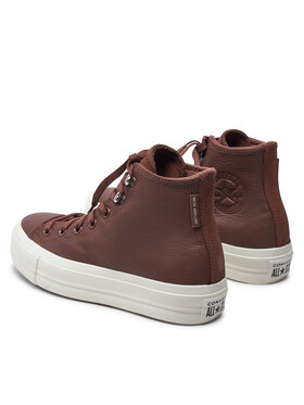 Converse Tenisice Chuck Taylor All Star Lift Platform Water Repellent Leather A10362C Smeđa