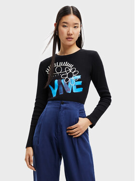 Desigual Desigual Bluzka Vive 22WWTKA5 Czarny Slim Fit
