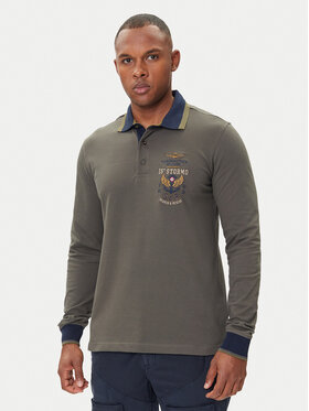 Aeronautica Militare Aeronautica Militare Тениска с яка и копчета 252PO1896UP00173 Сив Regular Fit