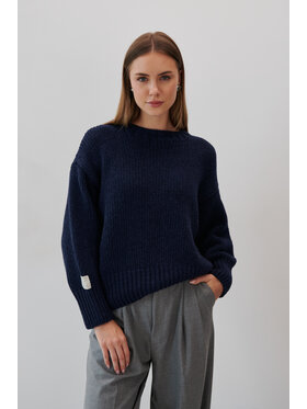 Fobya Fobya Sweter F2057 Granatowy Basic Fit