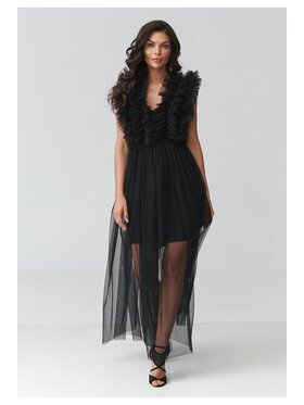 Makadamia Makadamia Sukienka wieczorowa M943 Czarny Fitted Fit