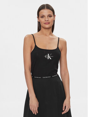Calvin Klein Jeans Calvin Klein Jeans Top Monologo J20J223105 Černá Slim Fit