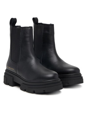 Tommy Hilfiger Tommy Hilfiger Боти тип челси Leather Chunky Chelsea Boot FW0FW09679 Черен