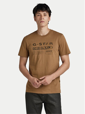G-Star Raw G-Star Raw T-shirt Distressed D24420-336-7172 Smeđa Slim Fit