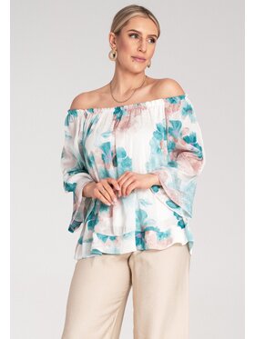 FIGL FIGL Bluzka M1142 Turkusowy Loose Fit