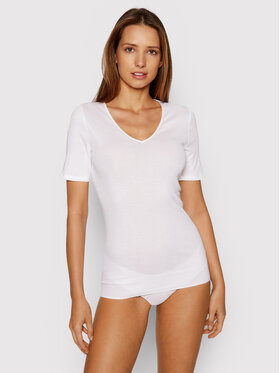 Hanro Hanro T-Shirt Cotton Seamless 1603 Biały Slim Fit