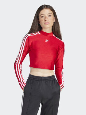adidas adidas Bluzka 3-Stripes IR8132 Czerwony Slim Fit
